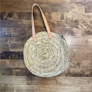 Universal Thread Circular Straw Shoulder Bag with Tan Straps